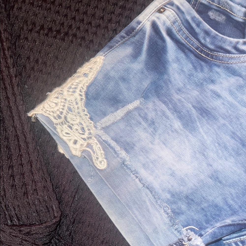 Outback Red Blue Jean Shorts Distressed Cuffed Design - Picture 3 of 7